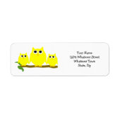 Yellow Owls Design Return Address Etiket (Voorkant)