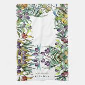 Yellow Paars Olive Pattern en Foliag personalisere Theedoek (Verticaal)