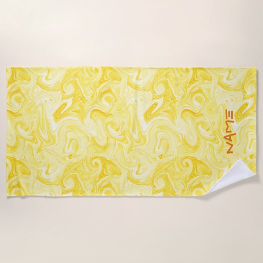 Yellow Paint Art NAAM Sinaasappel Modern Surfer Oc Strandlaken (Voorkant)