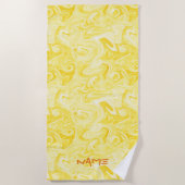 Yellow Paint Art NAAM Sinaasappel Modern Surfer Oc Strandlaken (Voorkant)