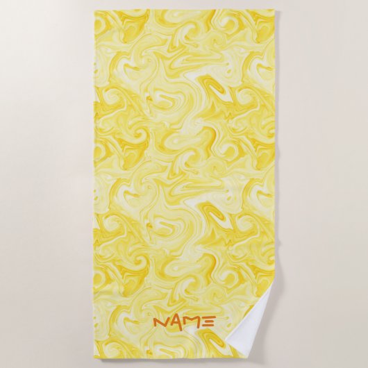 Yellow Paint Art NAAM Sinaasappel Modern Surfer Oc Strandlaken (Voorkant)