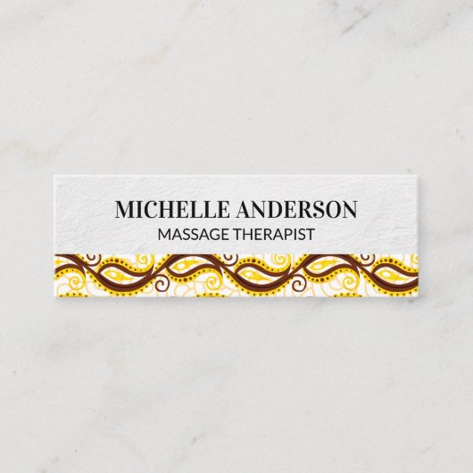Yellow Paisley Pattern Mini Visitekaartje (Voorkant)