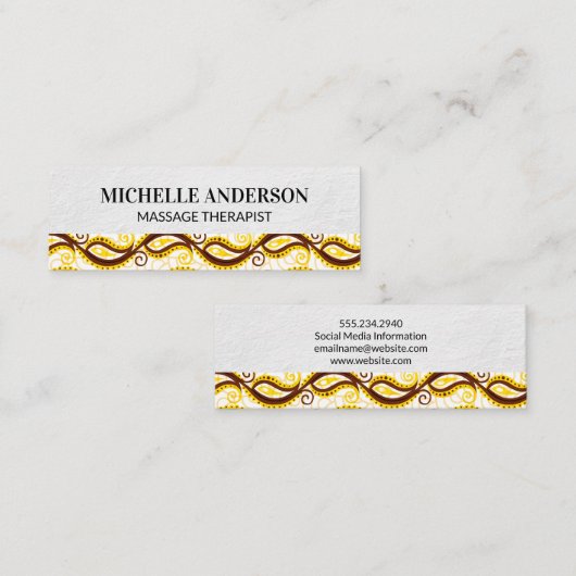 Yellow Paisley Pattern Mini Visitekaartje (Voorkant / Achterkant)