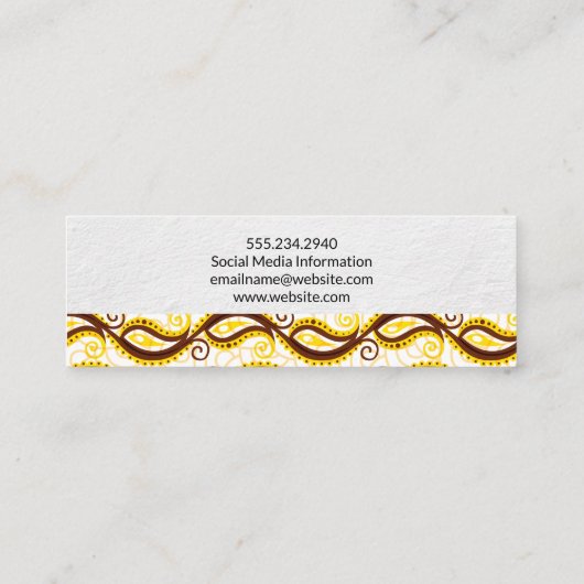 Yellow Paisley Pattern Mini Visitekaartje (Achterkant)