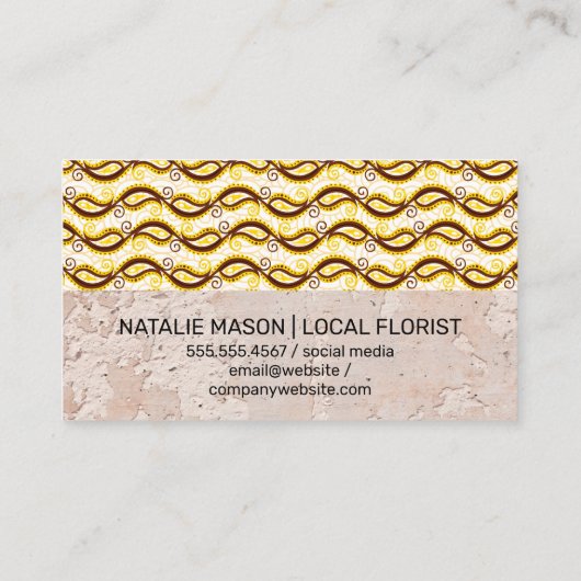 Yellow Paisley Pattern | Textielwand Visitekaartje (Achterkant)