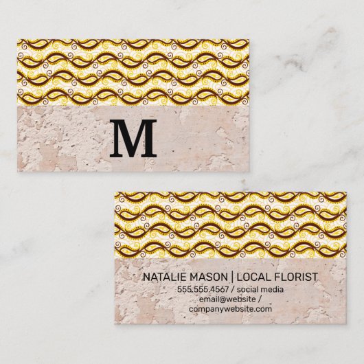 Yellow Paisley Pattern | Textielwand Visitekaartje (Voorkant / Achterkant)