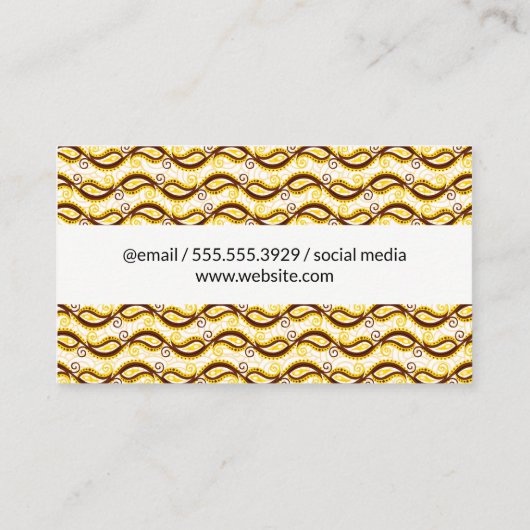 Yellow Paisley Pattern Visitekaartje (Achterkant)