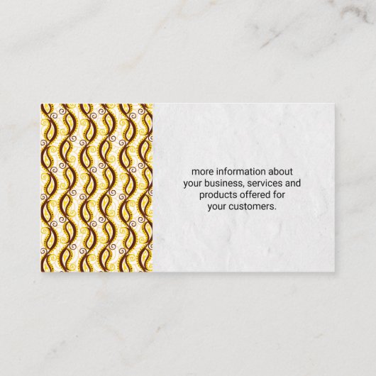 Yellow Paisley Pattern Visitekaartje (Achterkant)