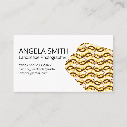 Yellow Paisley Pattern Visitekaartje (Voorkant)