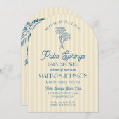 Yellow Palm Spring Pastel Beach Cabana Baby shower Kaart (Voorkant / Achterkant)
