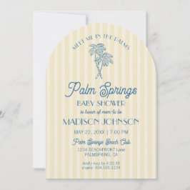 Yellow Palm Spring Pastel Beach Cabana Baby shower Kaart
