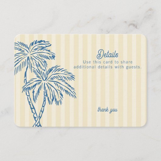 Yellow Palm Springs Pastel Beach Details Invoegen Informatiekaartje (Voorkant)