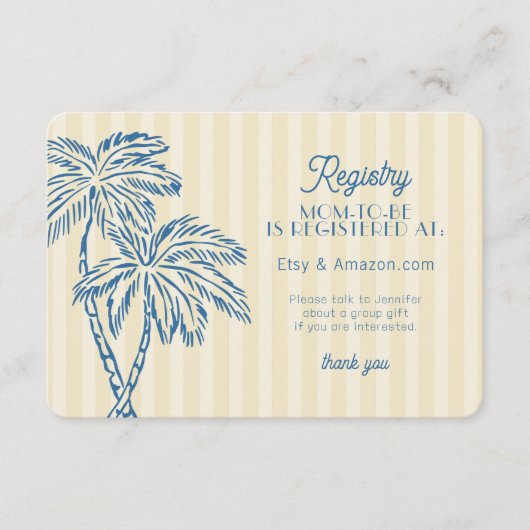Yellow Palm Springs Pastel Beach Registry Invoegen Informatiekaartje (Voorkant)