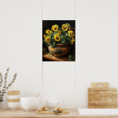 Yellow Pansy Flowers Art Print Poster (Keuken)