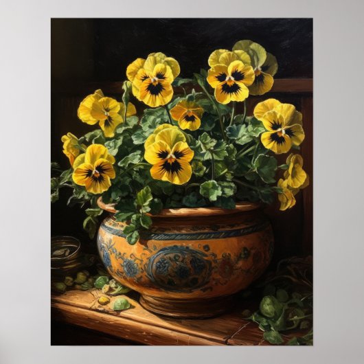 Yellow Pansy Flowers Art Print Poster (Voorkant)