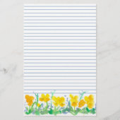 Yellow Pansy Flowers Waterverf Schilderij Lined Briefpapier (Voorkant)
