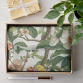 Yellow Parakeet Perched on Tropical Flowers Branch Tissuepapier (Geschenk)