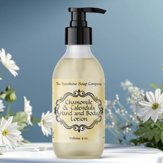 Yellow parchment vintage frame cosmetic label