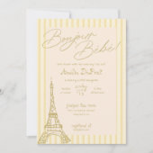 Yellow Parisian Baby shower Invitation Kaart (Voorkant)
