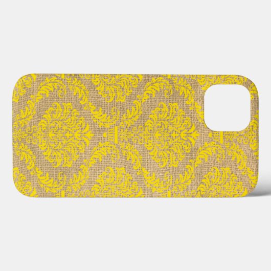 Yellow Parisian Moods Damask Case-Mate iPhone Case (Achterkant (horizontaal))