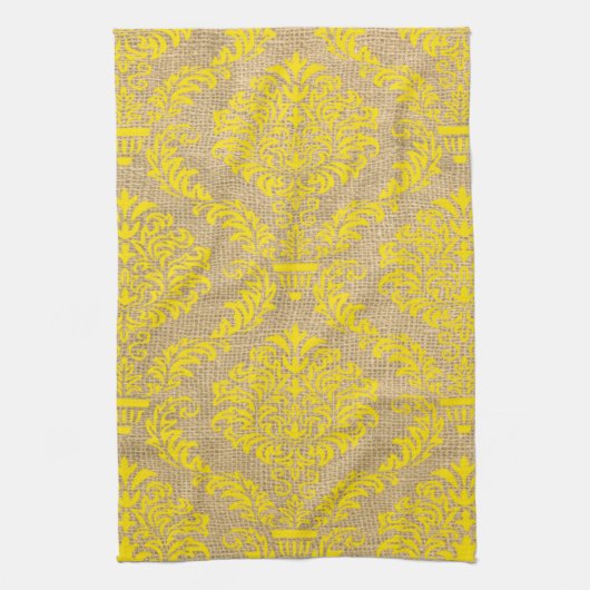 Yellow Parisian Moods Damask Theedoek (Verticaal)