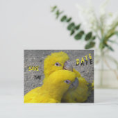 Yellow Parrots Couple SAVE de DATUM Briefkaart (Staand voorkant)