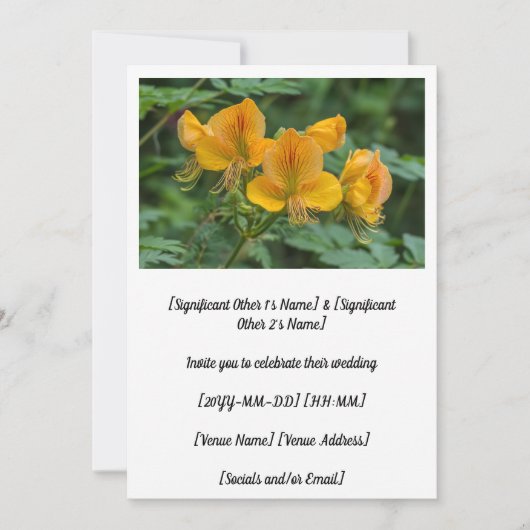Yellow Partridge Pea Flower Wedding Kaart (Voorkant)