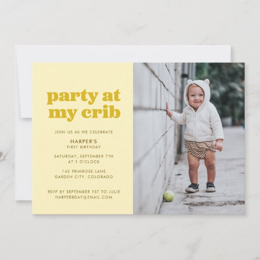 Yellow Party in Mijn Wieg 1e verjaardag Kaart (Voorkant)