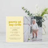 Yellow Party in Mijn Wieg 1e verjaardag Kaart (Staand voorkant)