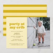 Yellow Party in Mijn Wieg 1e verjaardag Kaart (Voorkant / Achterkant)