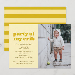 Yellow Party in Mijn Wieg 1e verjaardag Kaart