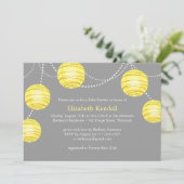 Yellow Party Lantern Baby shower Invitation Kaart (Staand voorkant)