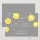 Yellow Party Lantern Baby shower Invitation Kaart (Voorkant / Achterkant)