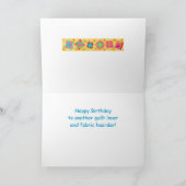 Yellow Patchwork Quilt Art Happy Birthday Kaart (Binnen)