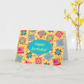 Yellow Patchwork Quilt Art Happy Birthday Kaart (Gele Bloem)