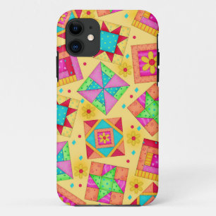 Yellow Patchwork Quilt Art iPhone 5 Hoesje