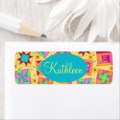 Yellow Patchwork Quilt Block Art Personalized Etiket (Insitu)