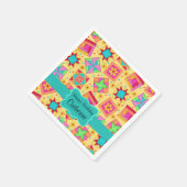 Yellow Patchwork Quilt Block Name Happy Birthday Servetten (Hoek)