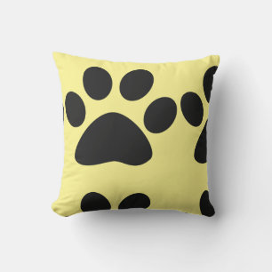 Yellow Paw Prints Patroon Schattigee geschenken vo Buitenkussen