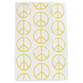 Yellow Peace Sign Pattern Colorful Modern Fun Medium Cadeauzakje (Voorkant)