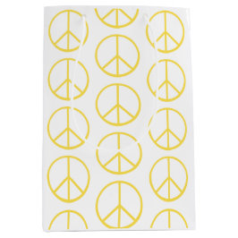 Yellow Peace Sign Pattern Colorful Modern Fun Medium Cadeauzakje