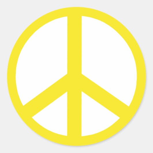 Yellow Peace Sign Ronde Sticker (Voorkant)