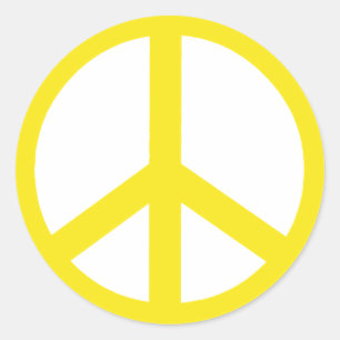 Yellow Peace Sign Ronde Sticker