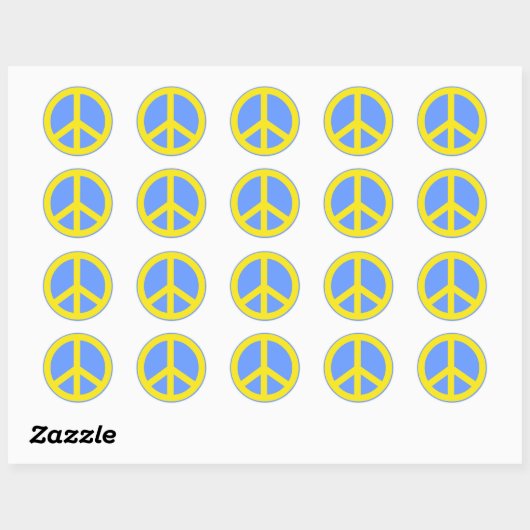 Yellow Peace Sign Ronde Sticker (Vel)