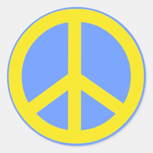 Yellow Peace Sign Ronde Sticker (Voorkant)