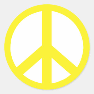 Yellow Peace Sign Ronde Sticker