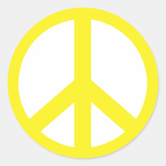 Yellow Peace Sign Ronde Sticker (Voorkant)