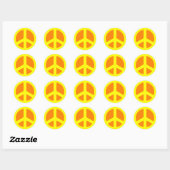 Yellow Peace Sign Ronde Sticker (Vel)