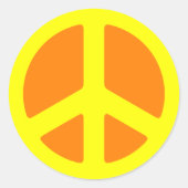 Yellow Peace Sign Ronde Sticker (Voorkant)