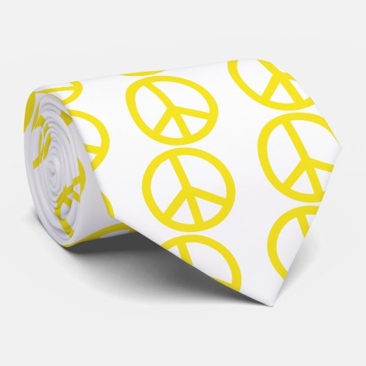 Yellow Peace Sign Stropdas (Opgerold)